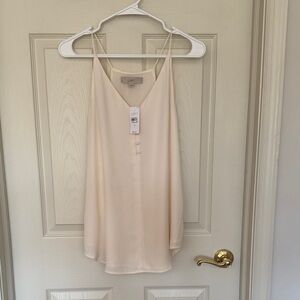 LOFT Cream V-Neck Silk-Look Spaghetti Strap Cami